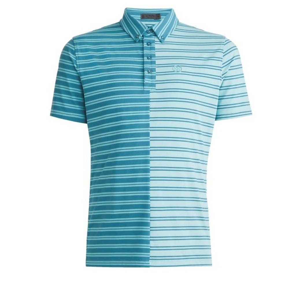 G/FORE Split Stripe Contrast Tech Jersey Golf Polo XL Seaglass NWT G4MF23K004